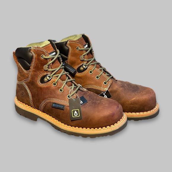 Hawx Waterproof Leather Work Boots Men’s Size 9B – Brown - Picture 1 of 6